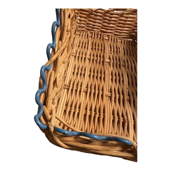 Rustic Farmhouse Market Beachy Basket Oval Tropical Fish Woven Wicker Handle - Picture 8 of 16